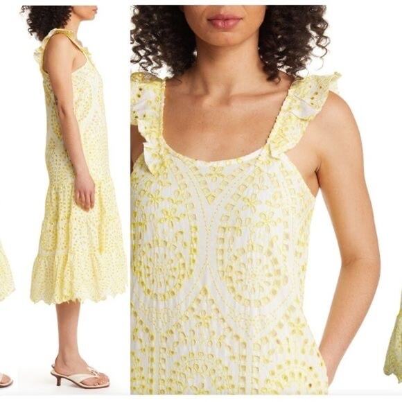 BTFL-LIFE Cotton Eyelet Midi Sundress Size Large - Picture 4 of 8